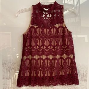 Boho Lace Love Fire Sleeveless Blouse Lined Small